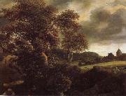 Jacob van Ruisdael Hilly Landscape with a great oak and a Grainfield Germany oil painting artist